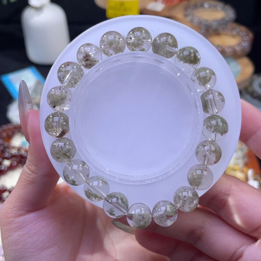 水晶手串未镶嵌抹茶绿幽灵