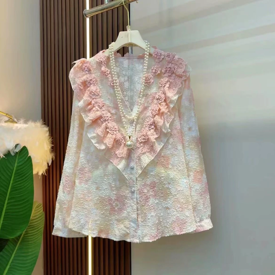 胖胖家*577新款碎花减龄洋气大版春季碎花衫