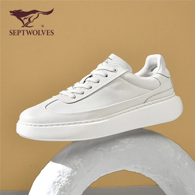 七匹狼男士小白鞋运动时尚白色板鞋秋冬百搭休闲鞋厚底潮鞋厚底鞋