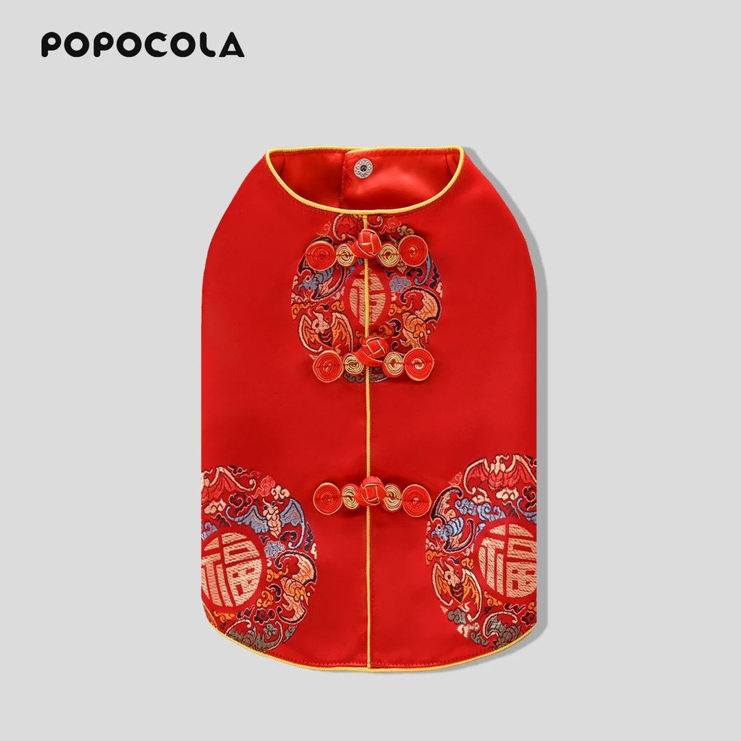 小狗狗衣服唐装新年马甲红色猫咪背心宠物衣服泰迪小型犬衣服薄款