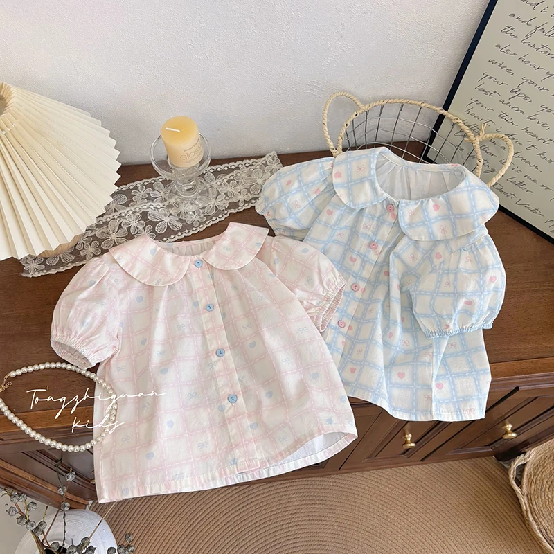 女童新款夏季时尚洋气两色爱心衬衫女宝宝休闲时尚品质童装洋气潮