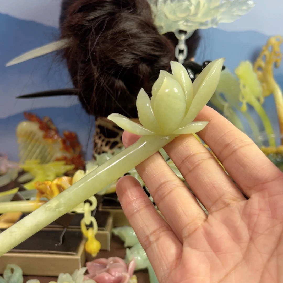 蛇纹石玉发饰合金