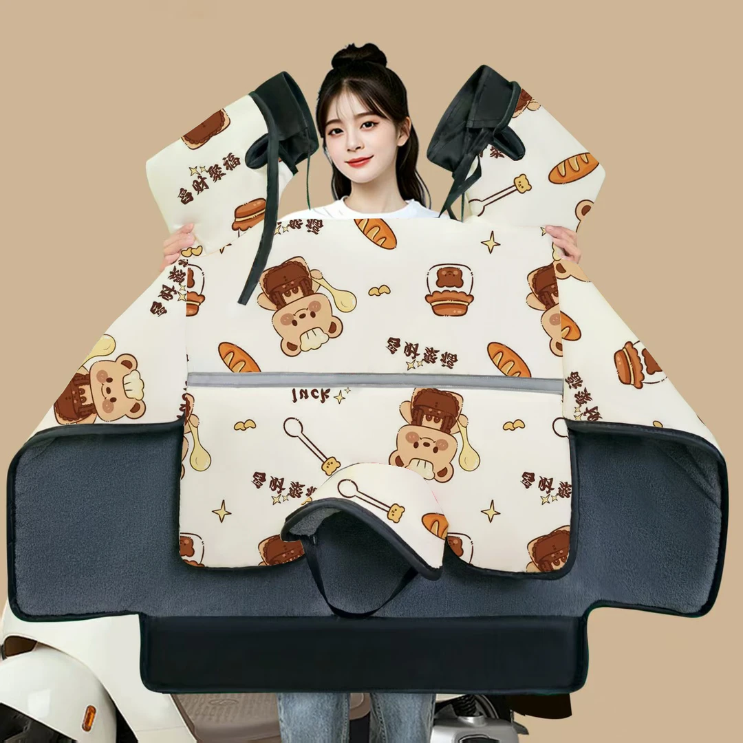 电动车挡风被冬季加绒加厚电瓶摩托车防水防风罩通用冬款小型加宽