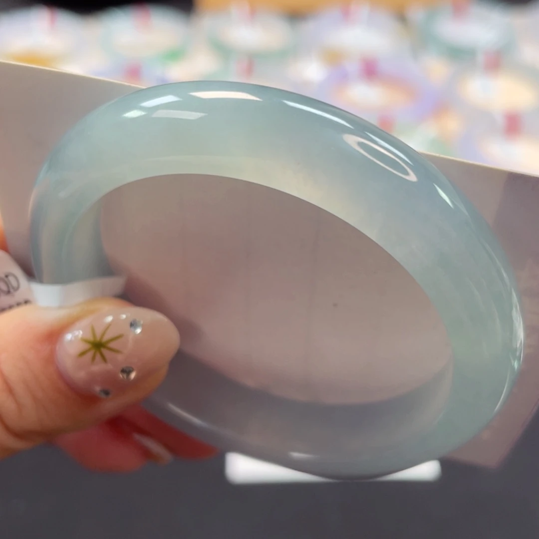 未镶嵌手镯翡翠22号大起双眼皮冰蓝泥鳅背