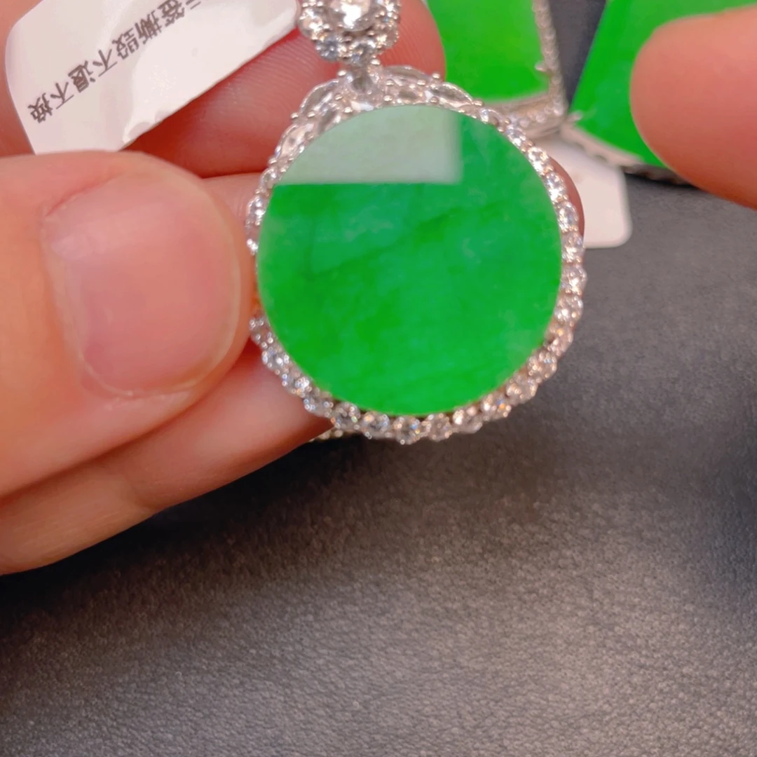 翡翠银S925镶嵌吊坠(不含链)