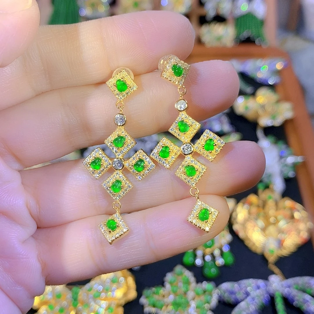 吊坠(不含链)银S925镶嵌翡翠