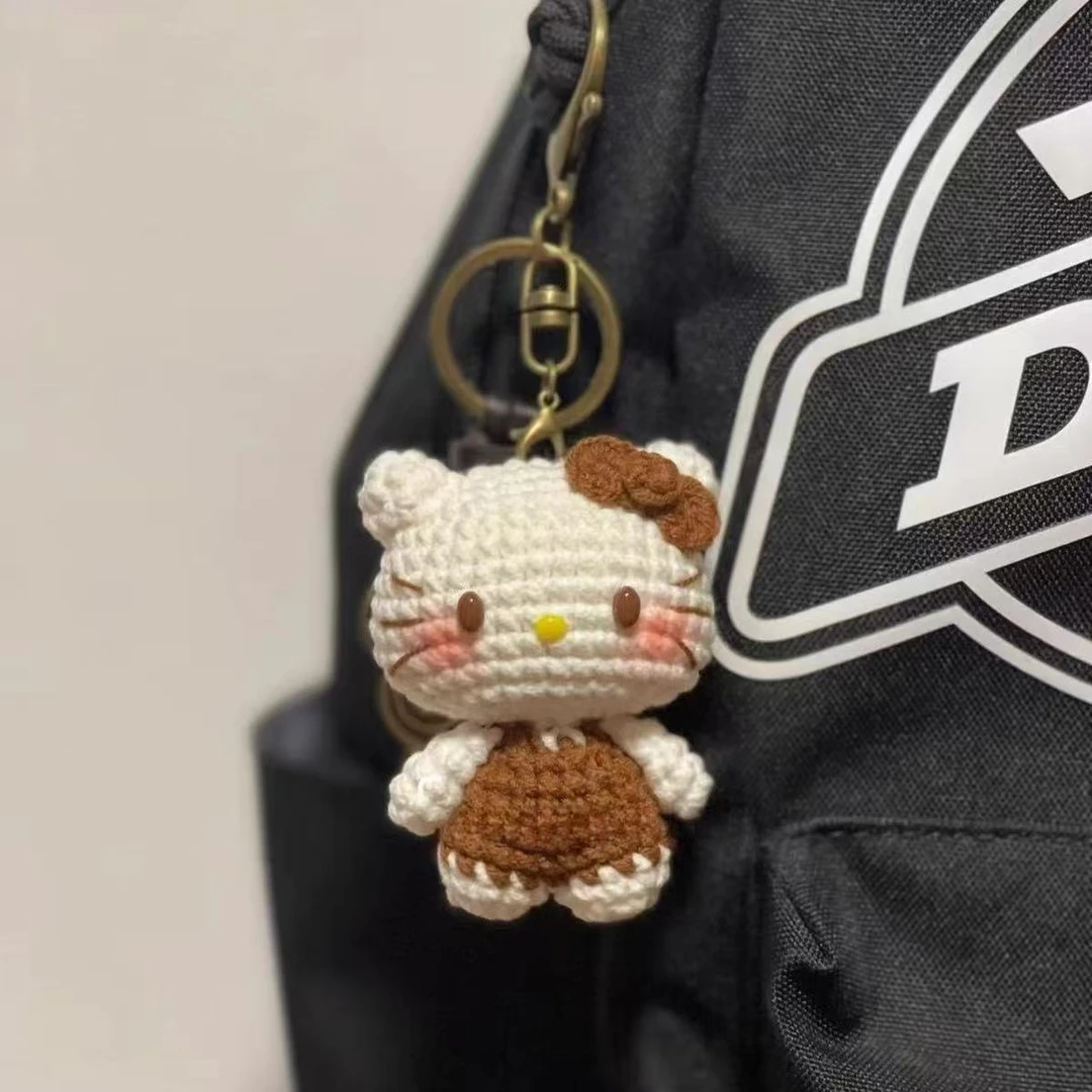 毛线手工KT小猫DIY手工材料包钩针可爱编织玩偶挂件钥匙扣送礼物