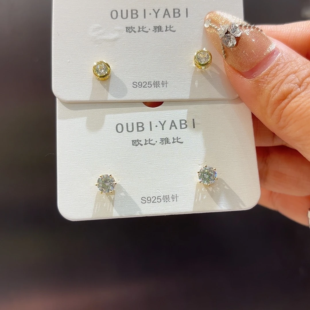 铜合金925银耳钉2对