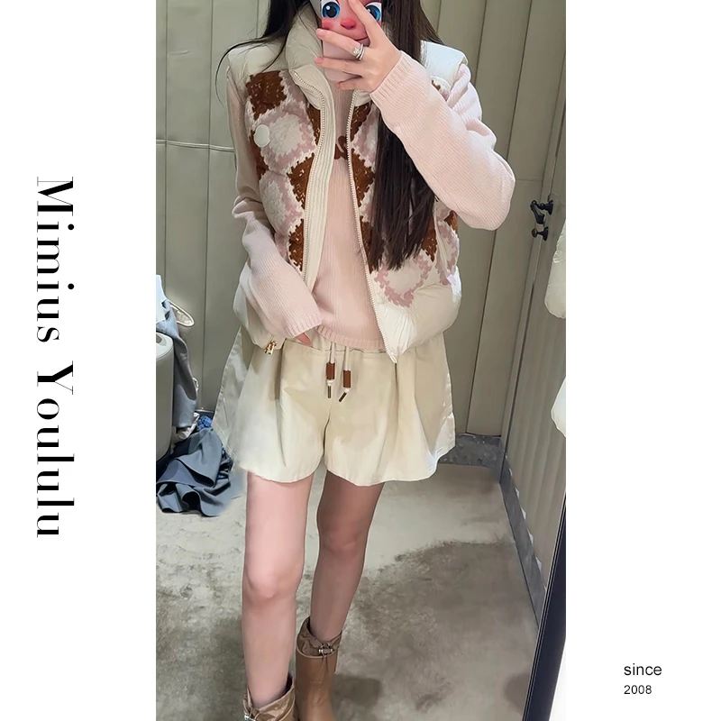 【mimius】P 25秋冬三星安心绒菱格提花绵羊毛羽绒马甲 G07463