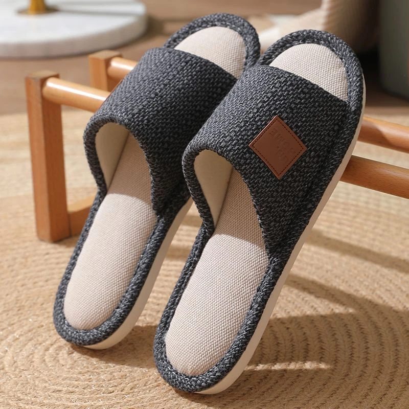 新款亚麻拖鞋女居家外穿透气亚麻拖舒适防滑耐用平底棉麻拖鞋男