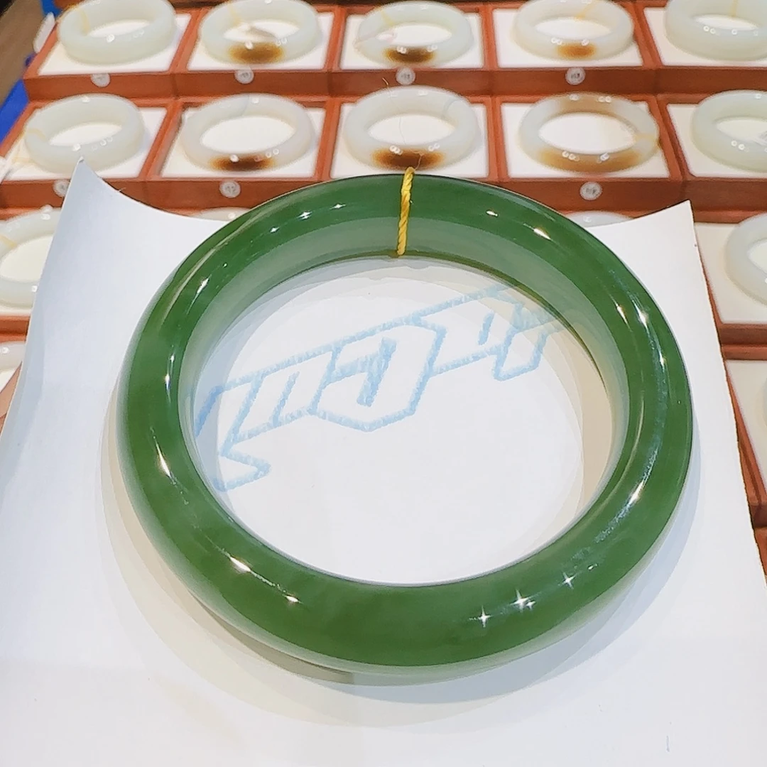 和田玉未镶嵌手镯老坑俄碧白猫粉青52 53