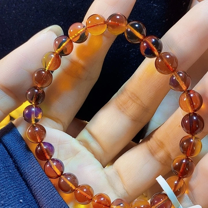 蓝珀未镶嵌珠宝奇石墨西哥红蓝手串7