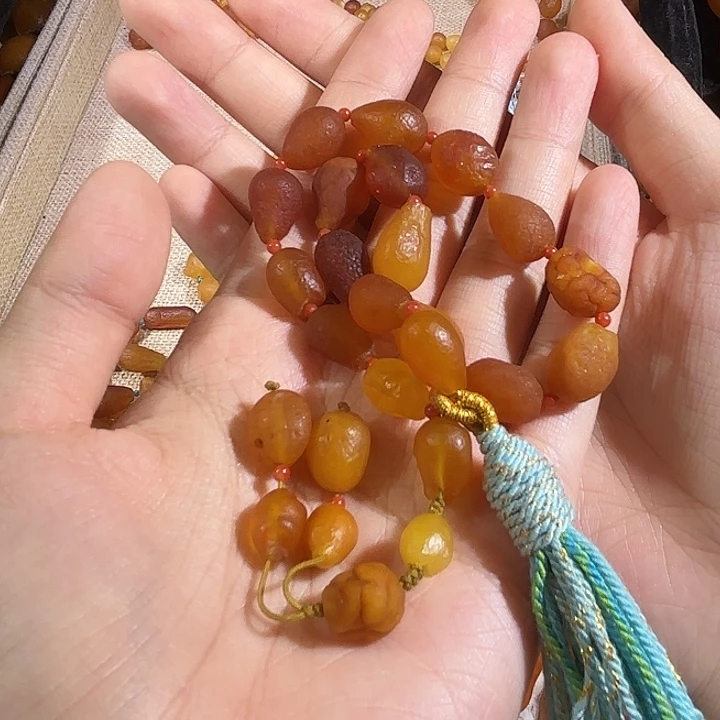 琥珀未镶嵌颈饰蜜蜡海漂手持