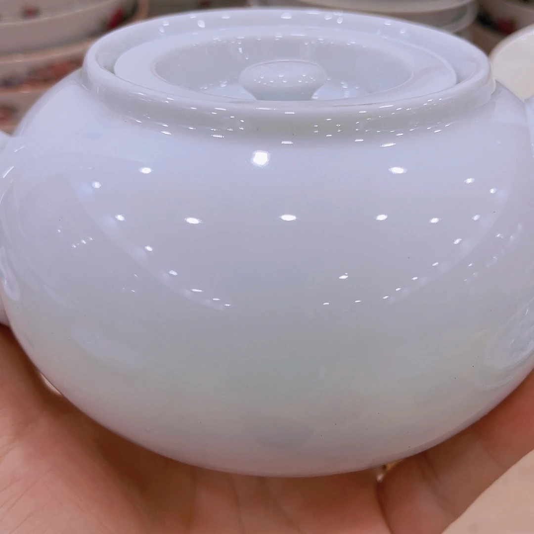 枫***竹釉下五彩白色茶壶