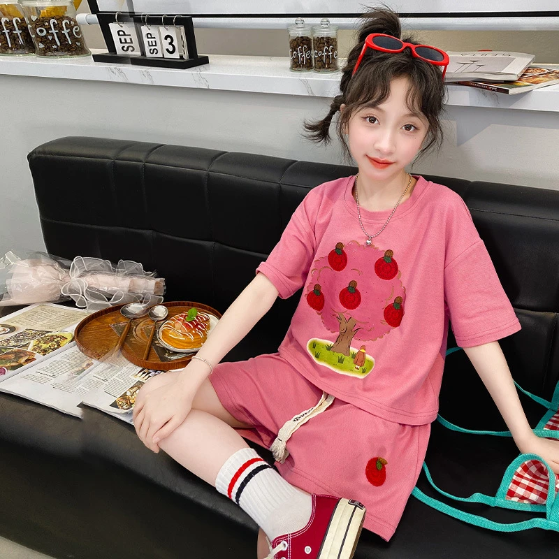 女童夏装套装夏季新款儿童运动韩范洋气女孩夏天大童时尚短袖