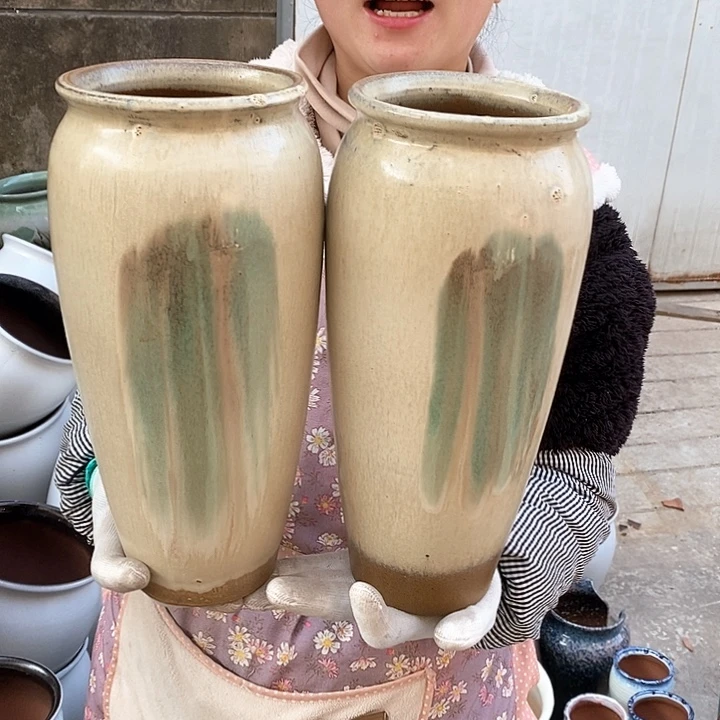 紫砂花盆瑕疵口12高31