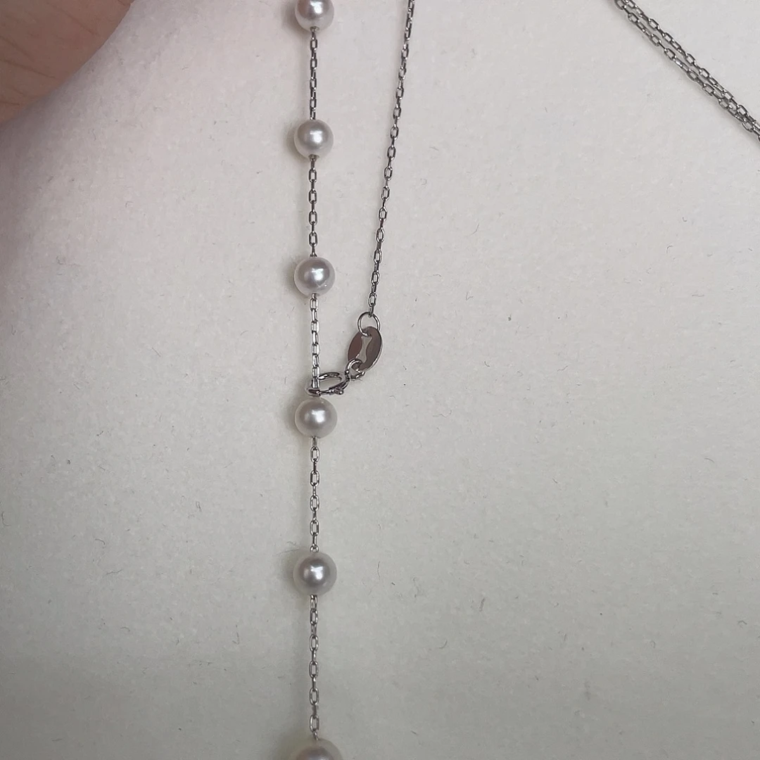 项链银S925镶嵌淡水珍珠