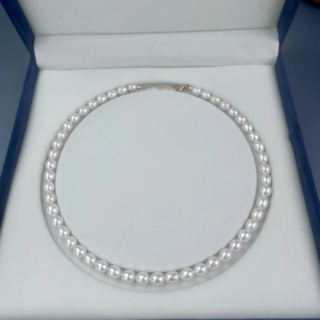 天然淡水无核5A光泽7-8mm无暇珍珠项链