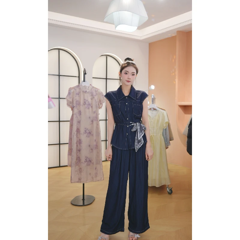 M1631 夏装两件套2025年时尚新款中国风休闲气质显瘦轻奢妈妈装女