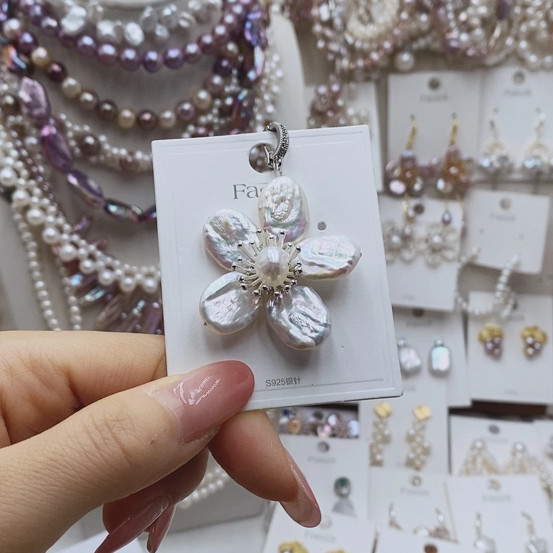 银S925镶嵌淡水珍珠耳饰