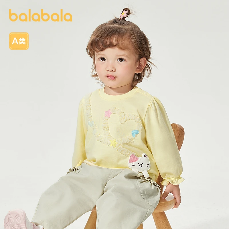 巴拉巴拉宝宝上衣婴儿长袖t恤女童简约可爱甜美软萌百搭可爱萌趣