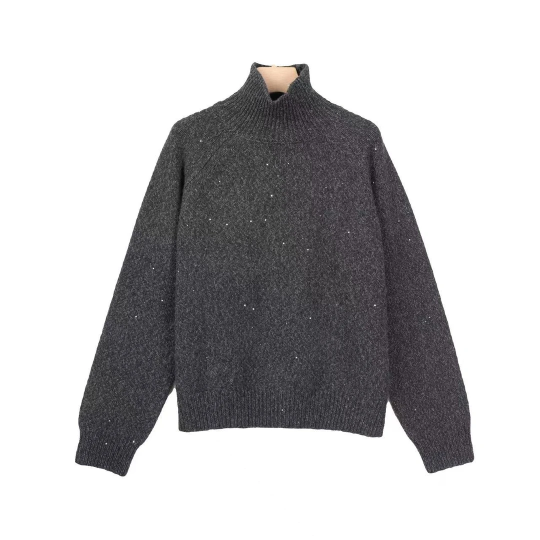 CHUANBAI 新款简约百搭高领满天星针织套头衫