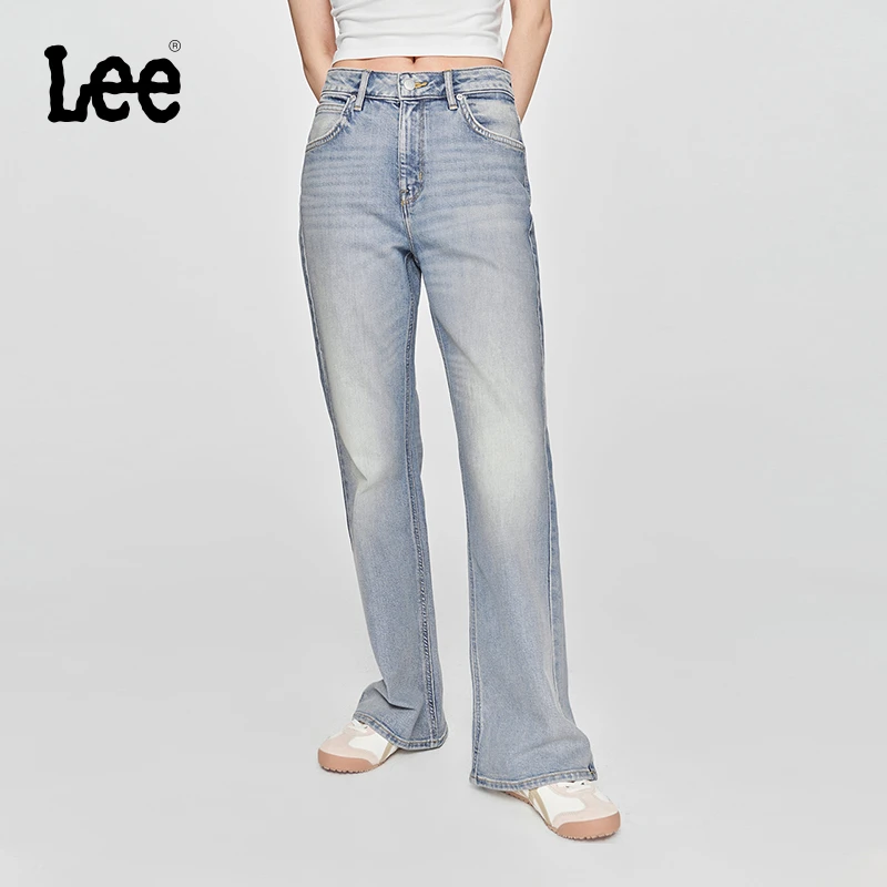 Lee商场同款25早春427标准高腰喇叭五袋款浅蓝色女牛仔裤潮流