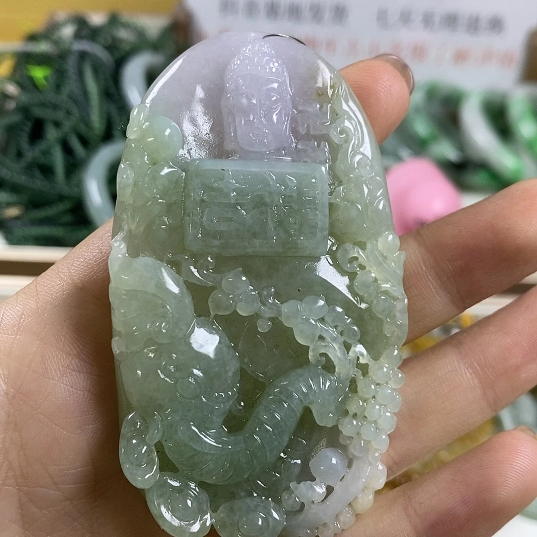 翡翠未镶嵌颈饰2-12翡翠A货挂件