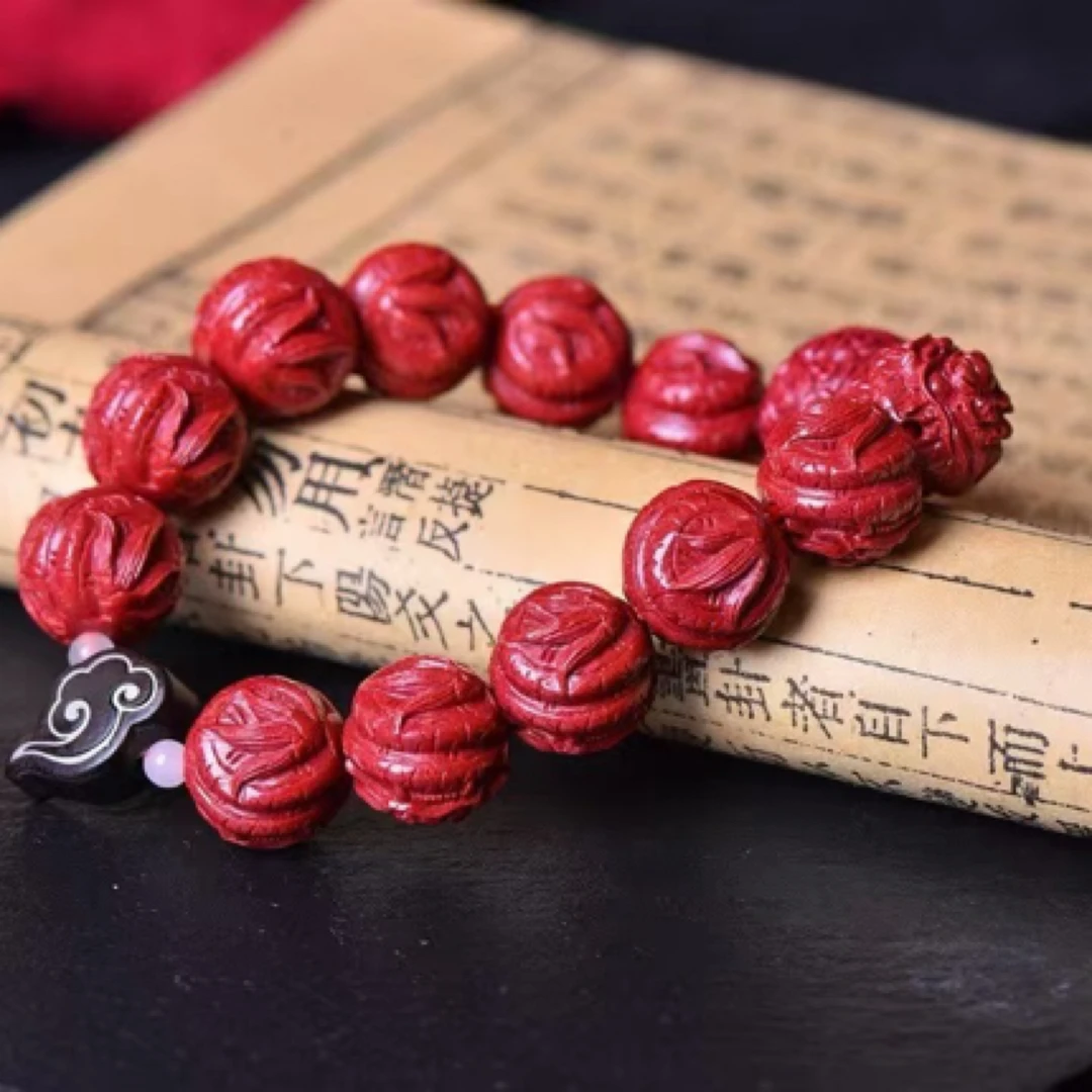 含辰砂工艺品天然高含量紫金砂单圈手链龙珠手链尺寸14.5mm