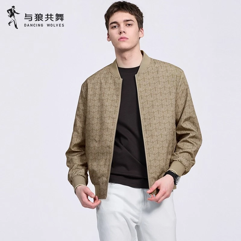 【满身印花】与狼共舞棒球领夹克男士2025秋季新款刺绣休闲百搭外套