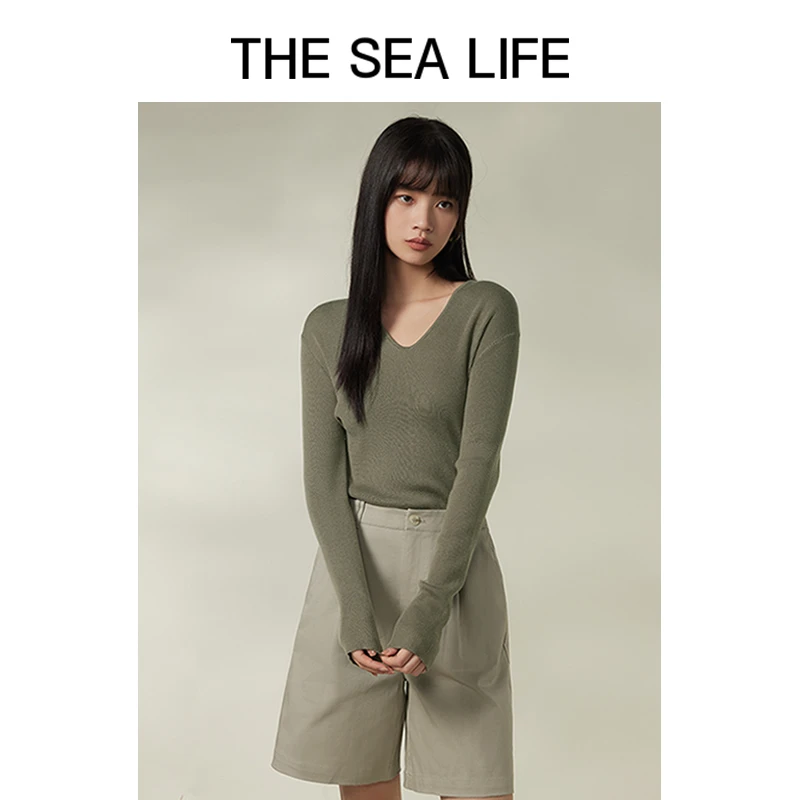 THESEALIFE欧海一生连帽针织衫女夏季新款显瘦通勤暖和 X15817