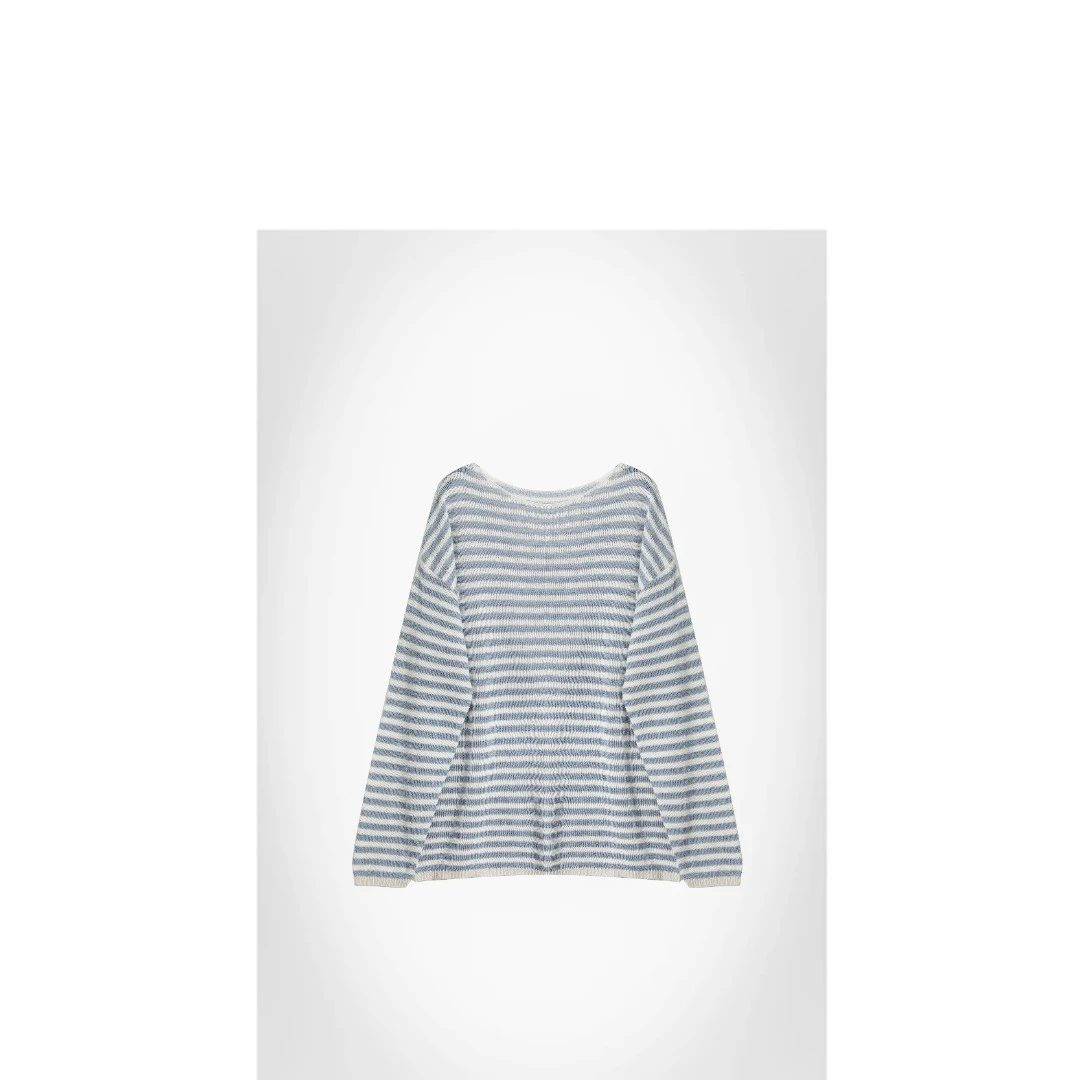 25春圆领和纸纱条纹T恤罩衫【30.8%纤维素纤维】ACHD091