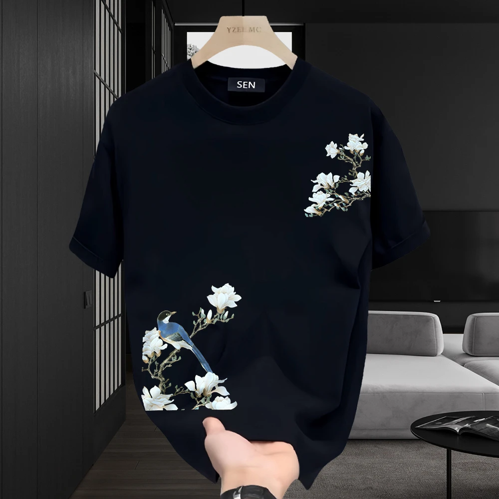 国潮重磅纯棉短袖T恤男士夏季新款潮流创意图案宽松百搭上衣体恤