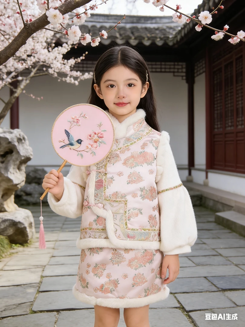 【014】拜年服汉服女童冬儿童古风超仙连衣裙女孩红色喜庆过年服