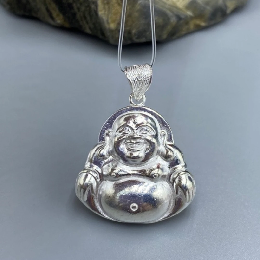 吊坠足银 侗石記纯实心 佛公吊坠