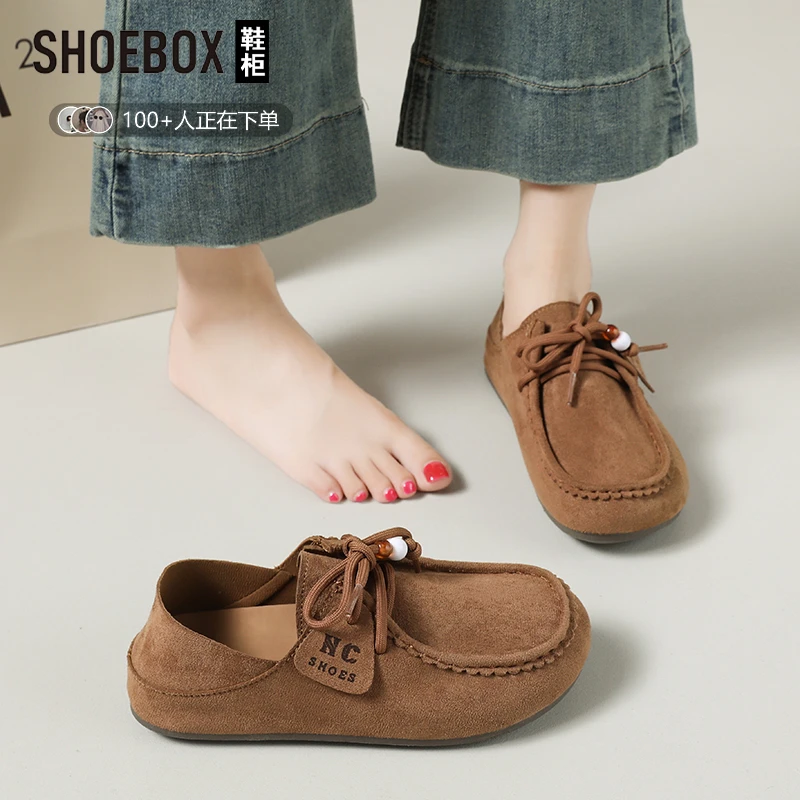 达芙妮旗下软底单鞋袋鼠勃肯鞋女2025新款秋季百搭可踩脚乐福鞋