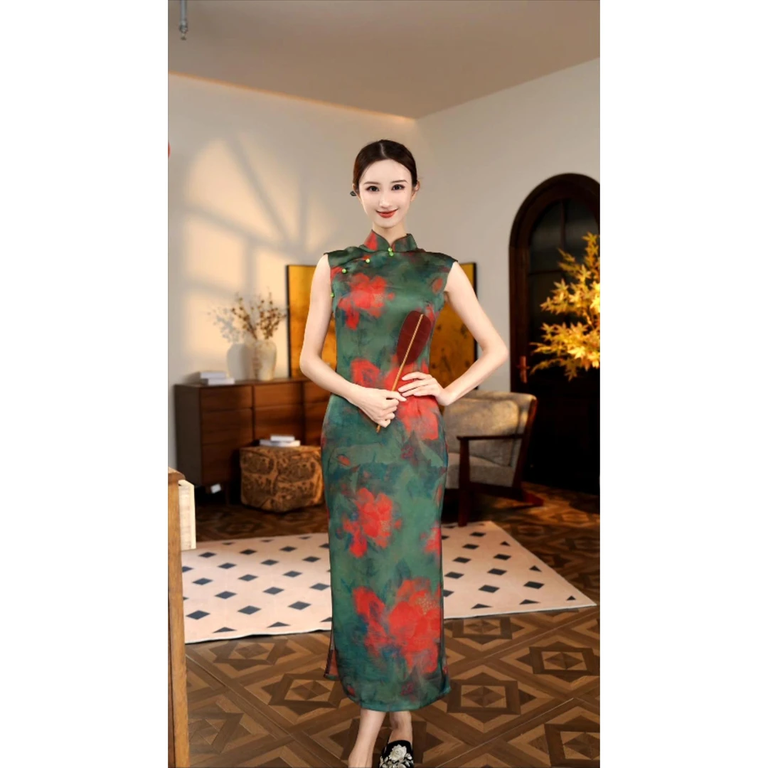 【长恨歌】2025秋款国风时尚修身复古气质日常款旗袍125CM