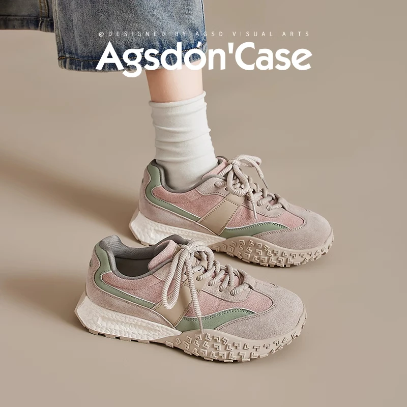 奥古狮登厚底阿甘鞋女2025夏季新款女鞋德训鞋百搭休闲鞋运动鞋子