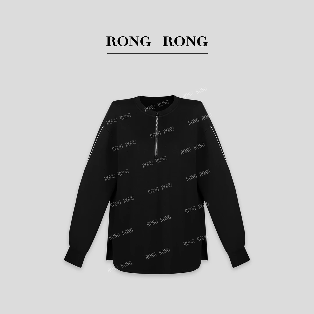 溶溶【星钻篇章】RONGRONG 定制带钻拉链立体打褶撞色卫衣C-S210711