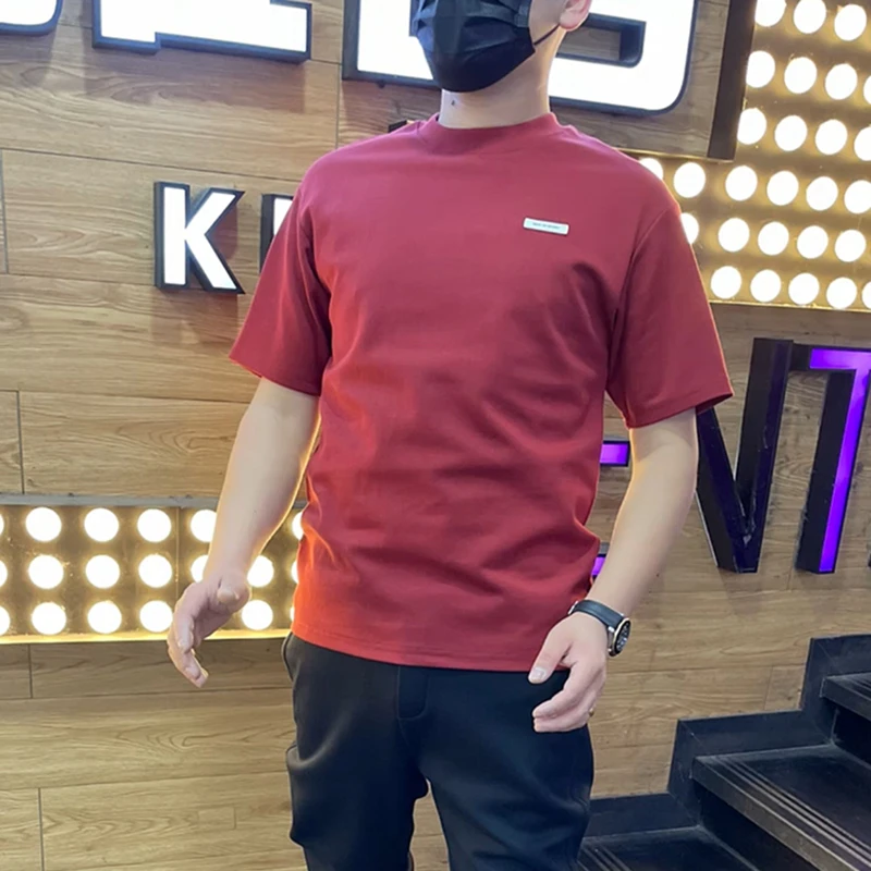 2025休闲夏季字母短袖T恤潮流半袖修身韩版男士圆领时尚男装帅气