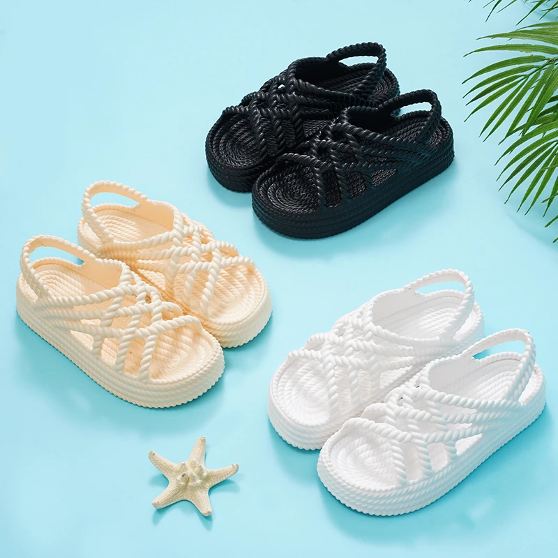 中跟条纹沙滩平底时尚休闲沙滩鞋拖鞋时尚夏季洞洞鞋沙滩鞋