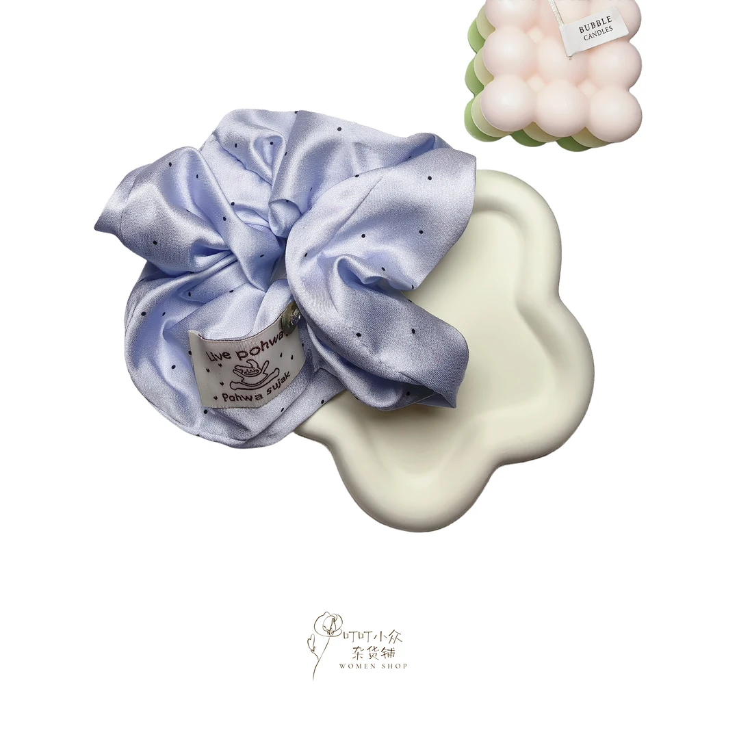 叮叮好看显白蓝色简约气质韩系发圈韩版可爱小众头饰