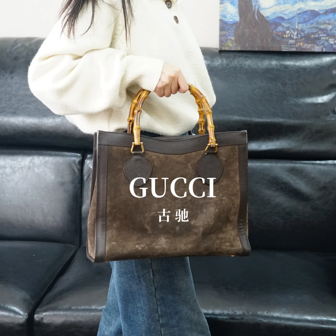 95新 GUCCI/古驰 棕色竹节单肩包/ZG11330069/0069