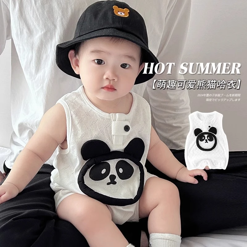 婴儿衣服夏季婴幼儿男女宝宝连体衣满月无袖包屁衣薄款背心哈衣夏