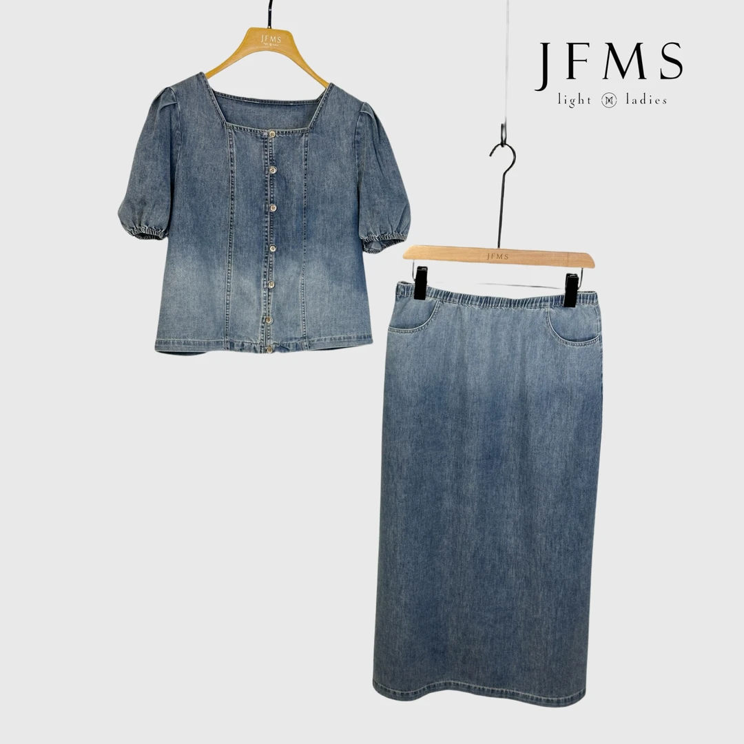 JFMS连衣裙气质上衣衬衫半裙套装女装短袖时尚套装休闲风A176