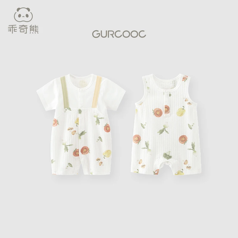 【真有机】宝宝背心连体衣服夏季薄款婴幼儿无袖哈衣爬服透气新生婴