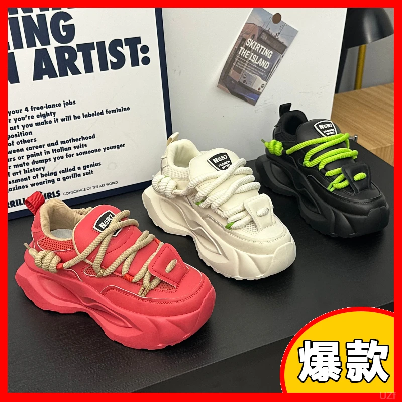 2025新款春夏鞋子情侣网红老爹鞋休闲面包增高厚底情侣运动鞋时尚