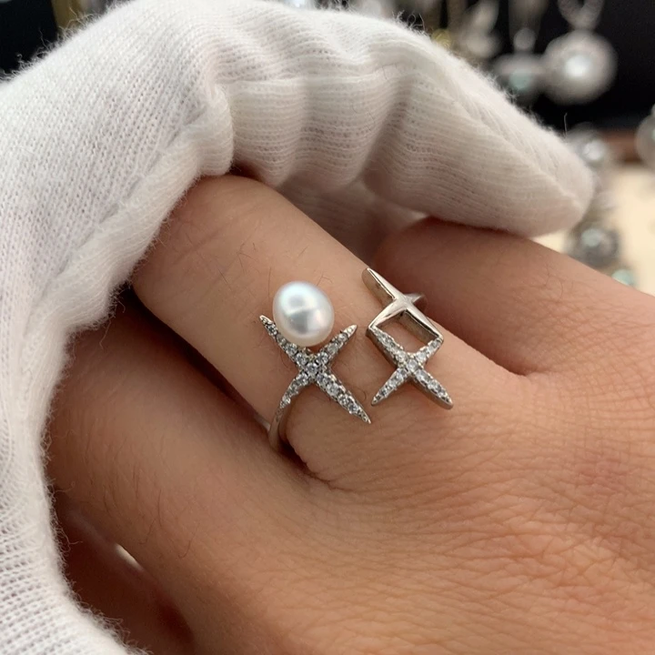 银S925镶嵌戒指海水珍珠