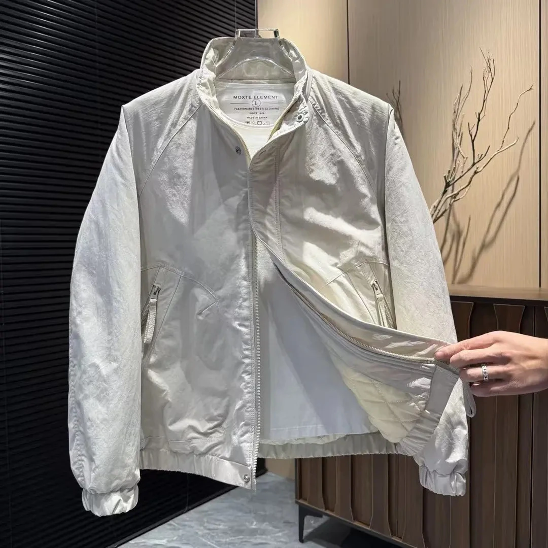 秋季减龄立领港风男士夹克2025秋季休闲韩版时尚男装夹克修身外套