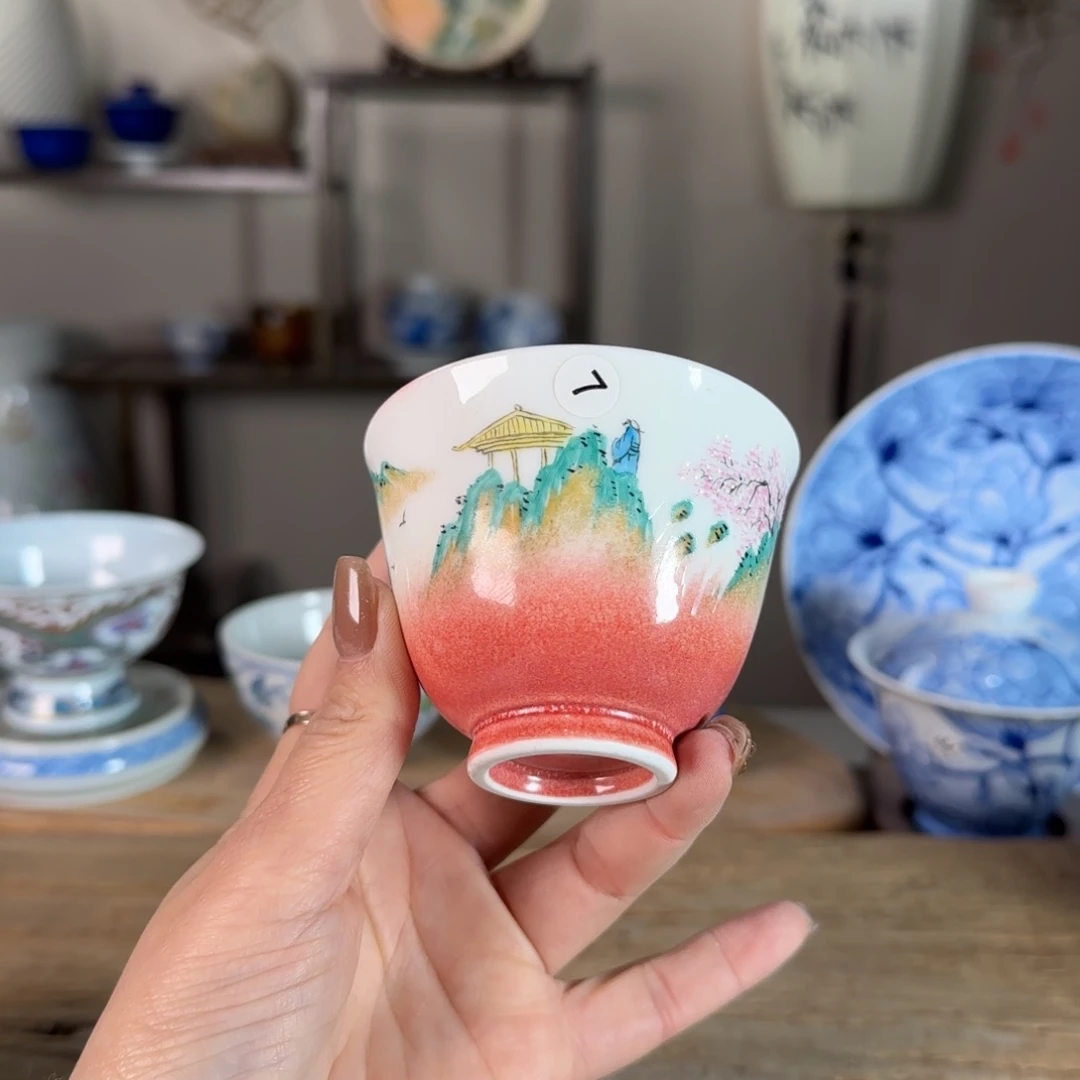 杯景德镇陶瓷柴烧多人